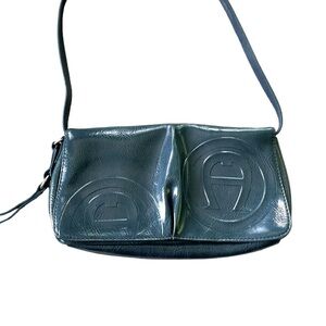 Vtg Y2K Etienne Aigner Pompeii Blue Teal Patent Leather Mini Bag Clutch Purse